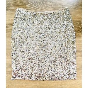 White House Black Market Skirt Women 4 Champagne Sequin Pencil TAYLOR SWIFT ERAS